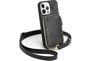ZVE iPhone 12 Pro Max Crossbody Wallet Case, Zipper Phone Case with Card Holder Wrist Strap for Women, RFID Blocking Purse Cover Gift for iPhone 12 Pro Max, 6.7 inch, 2020-Black