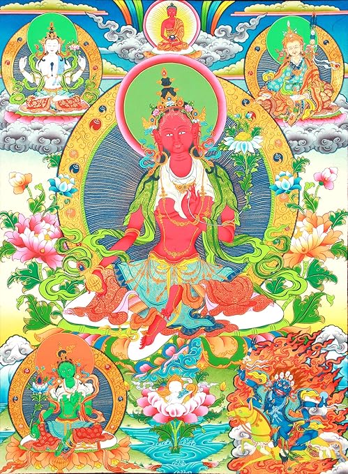 Exotic India Superfine Red Tara With Vase Of Long Life Tibetan