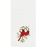 C&F Home Song Bird Cardinals Waffle Weave Christmas Kitchen Towel Decor Decoration 18" x 27" White
