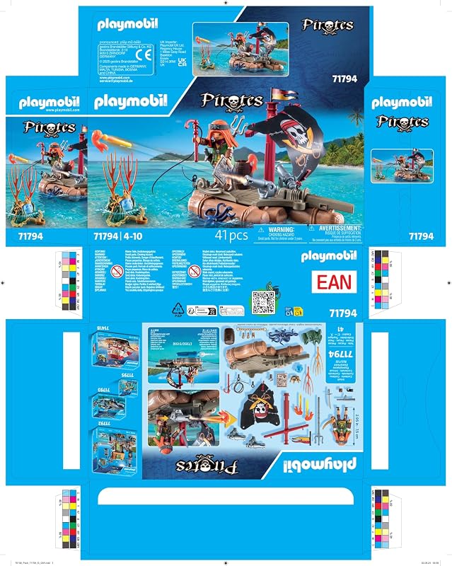 | Piratas | Recuperação de Tesouros na Jangada Pirata | Brinquedo Pirata | Figura Pirata | Brinquedo para rapazes e raparigas a partir dos 4 anos | 71794