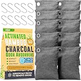 Activated Charcoal Odor Absorber for Strong Odors in Car, Closet, Shoe, Basement. 10 Activated Charcoal Bags Odor Absorbers for Home. Bamboo Charcoals Air Purifying Bag Charcoals Deodorizer Eliminator