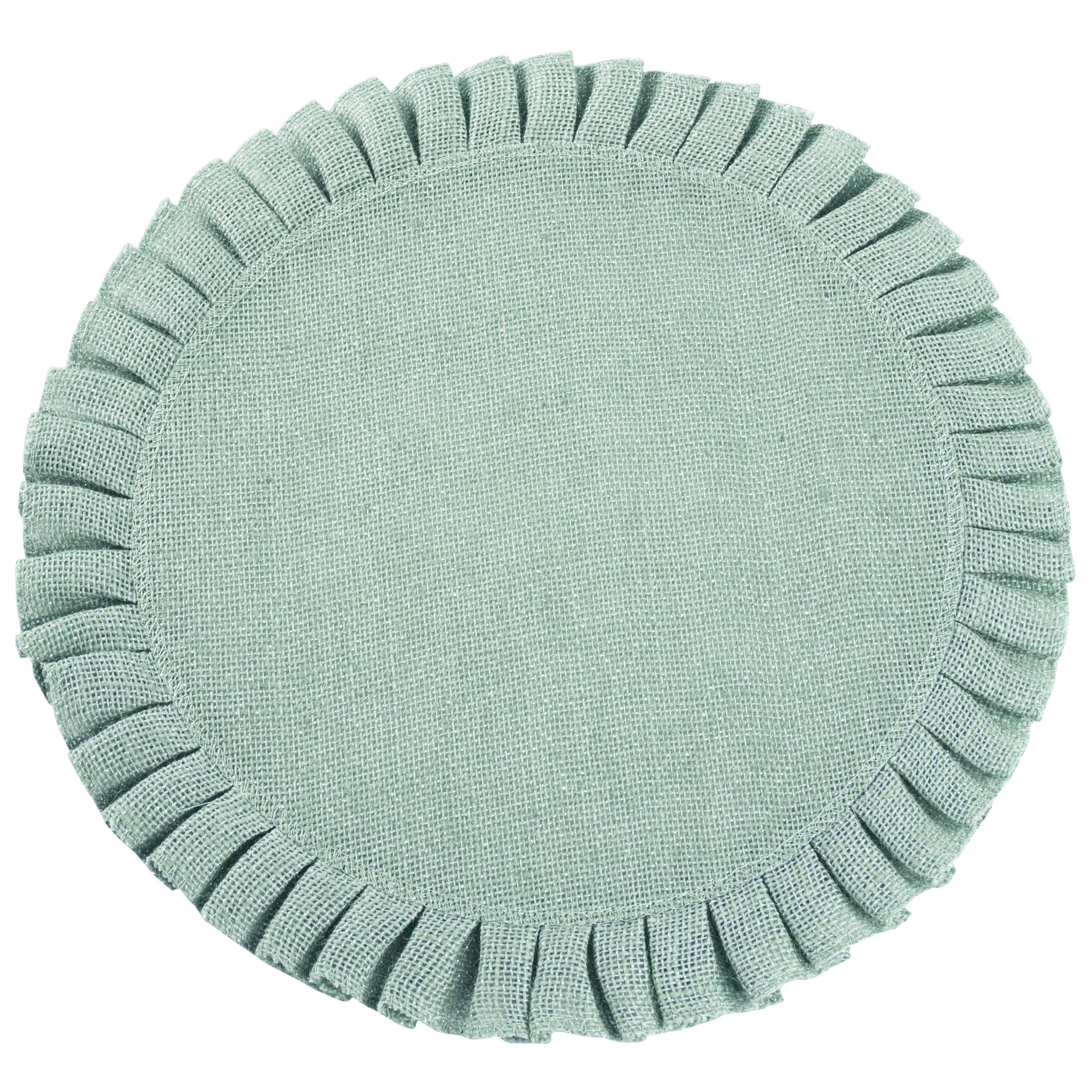 Eurofirany Placemat Coasters Plate Coasters Place Mats Place Mats Place Mats Place Mats for 6 People 6 Pieces Table Mat Rectangular Round, Mint, 38 cm