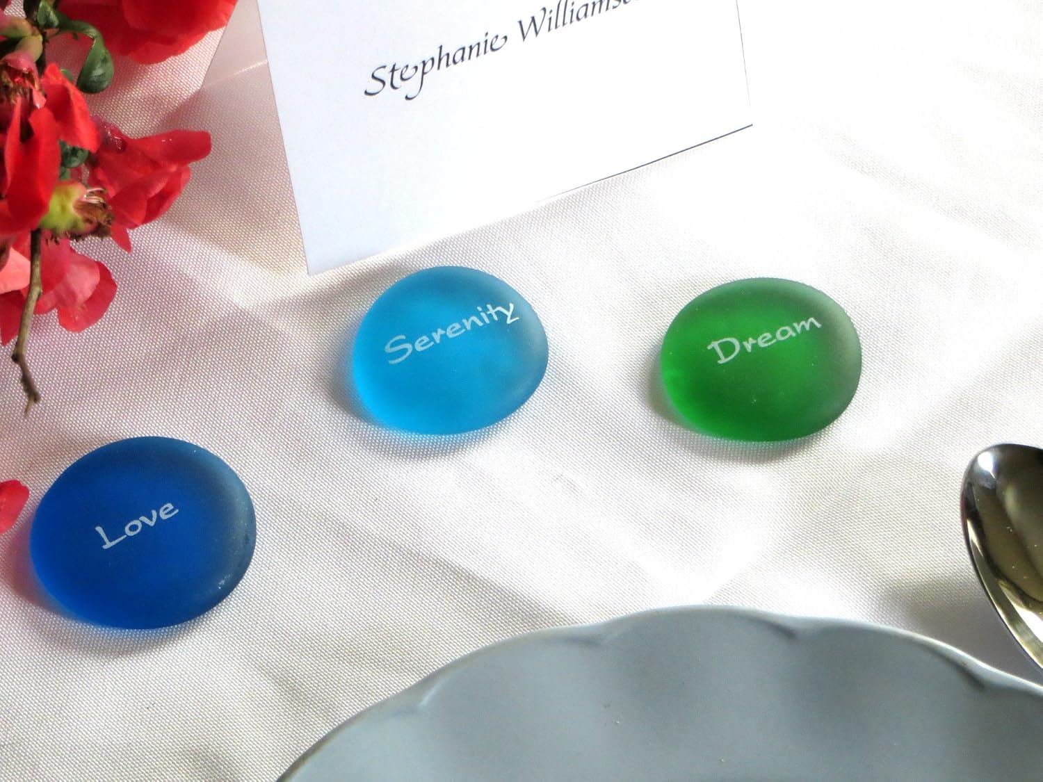 Lifeforce Glass The Mermaid's Message, 24 Frosted Inspirational Sea Glass Stones, Assorted, Two Each of Twelve Inspiring Words in Beach Colors: Home & Kitchen