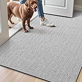 LUMI Ultra Thin Indoor Door Mat for Entrance 48"x72", Non Slip Entryway Mat, Low Profile Doormat, Unique Herringbone Design Carpet for Inside, Patio, Porch, Gray