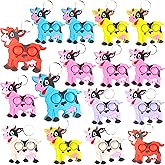 24 Packs Bulk Fidget Bubble Mini Pop Cow Animals Keychain, Holiday Party Favors Supplies Classroom summer Student gifts