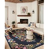 Loloi Rifle Paper Co. Perennial Collection Blossom PRN-01 Navy 6'-7" x 9'-4" Indoor/Outdoor Area Rug