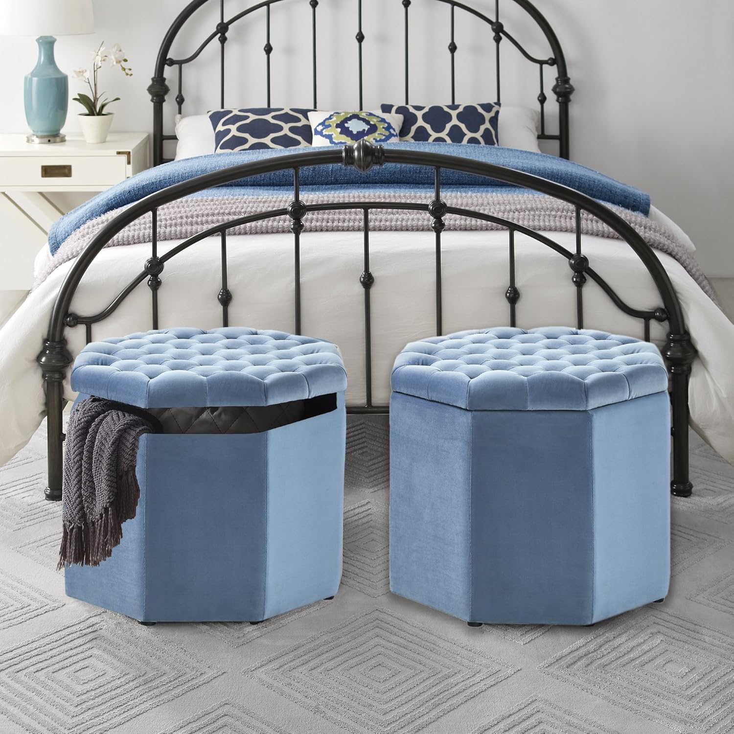 Best royal blue tufted ottoman