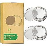 2 Pack Seed Sprouting Jar Lids | For 2.75" Regular Mouth Mason Jars | Fresh Sprouts at Home | Strainer Screen for Canning Jar
