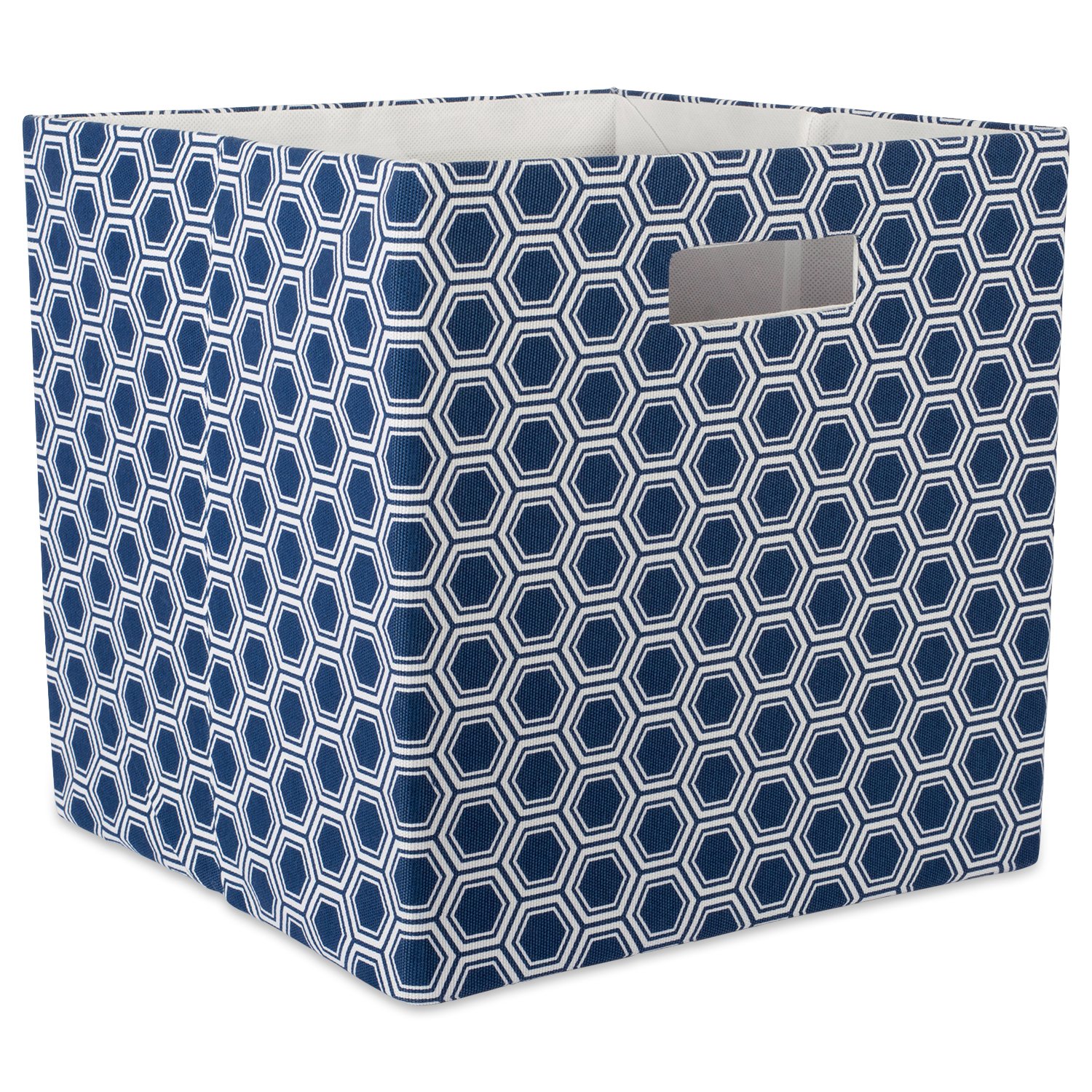 DII Hard Sided Collapsible Fabric Storage Container for Nursery, Offices, & Home Organization, (13x13x13) - Honeycomb Nautical Blue