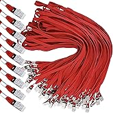 Hoolerry 300 Pcs Lanyards Clips Bulk for ID Name Badge Holder Lanyards Flat with Swivel Hook for Office School(Red)