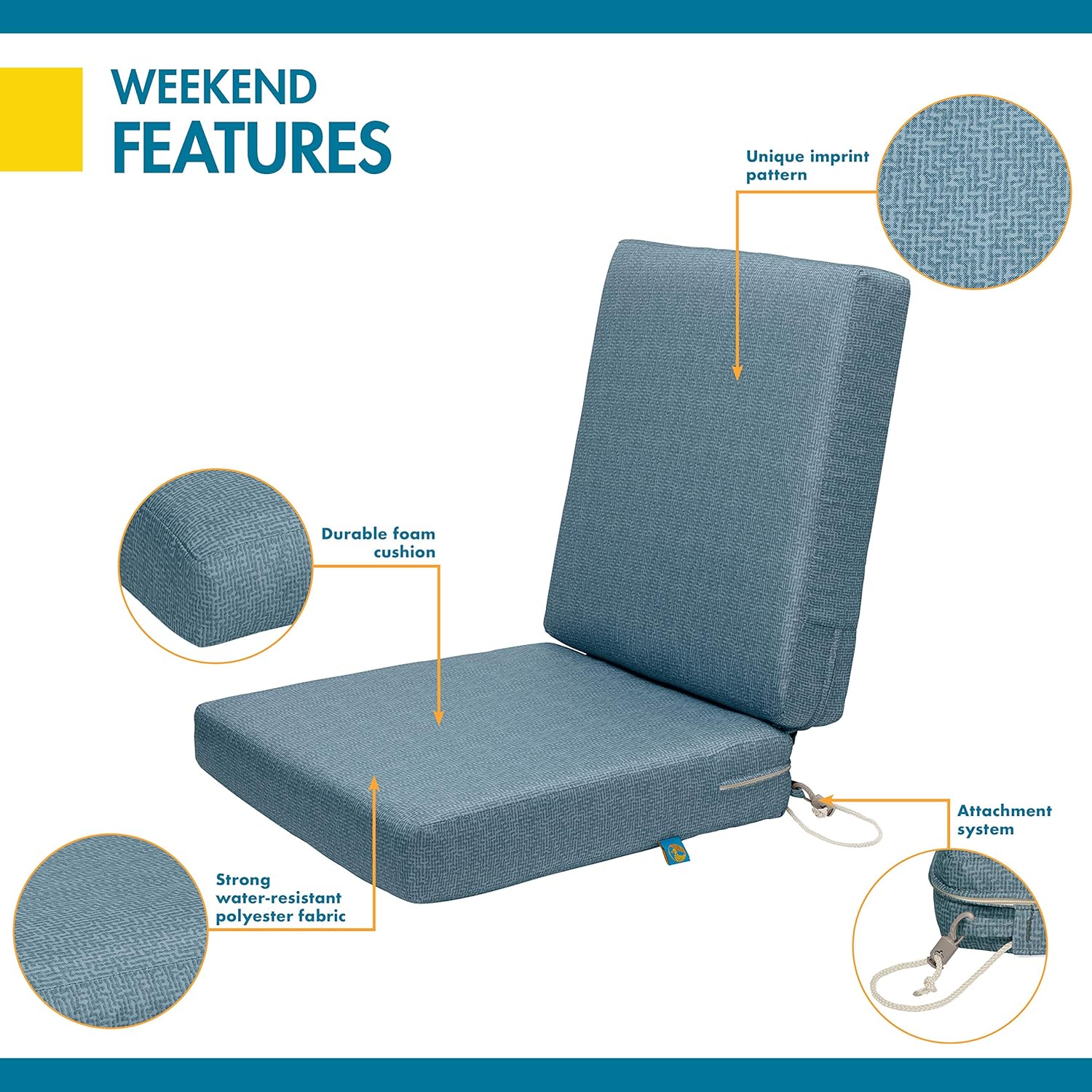 Duck Covers Weekend Water-Resistant 36 x 18 x 3 Inch Outdoor Dining Chair Cushions, Blue Shadow : Garden & Outdoor