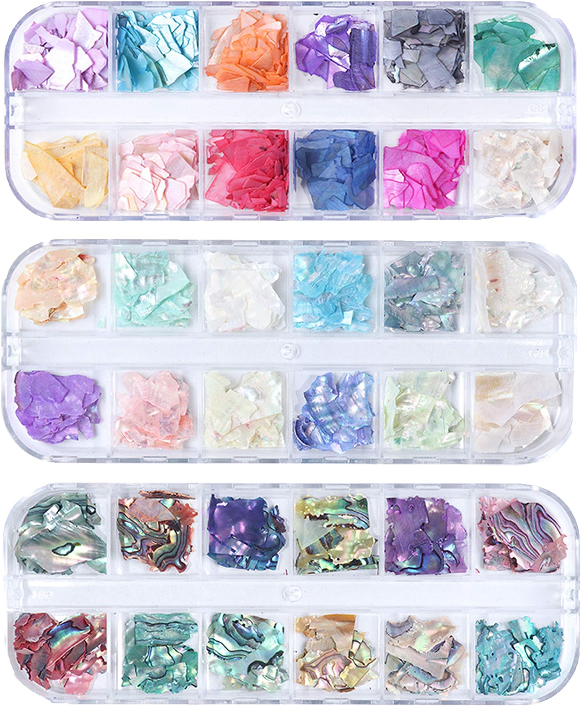 GOTONE 3Pack Nail Irregular Art Decorations UV Gel 3D Flake Slider Nails DIY Shimmer Pearl Jewelry Tip Manicure Polish