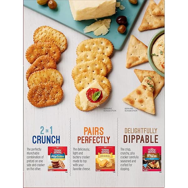 TOWN HOUSE PITA OVEN BAKED CRACKERS, LUNCH SNACKS, SNACK CRACKERS, SEA SALT, 9.5OZ BOX (1 BOX)