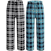 Ekouaer 2 Pack: Boys Pajamas Pants Soft Elastic Waist PJ Bottoms Comfy Lounge Long Pants with 2 Pockets 4-14 Years