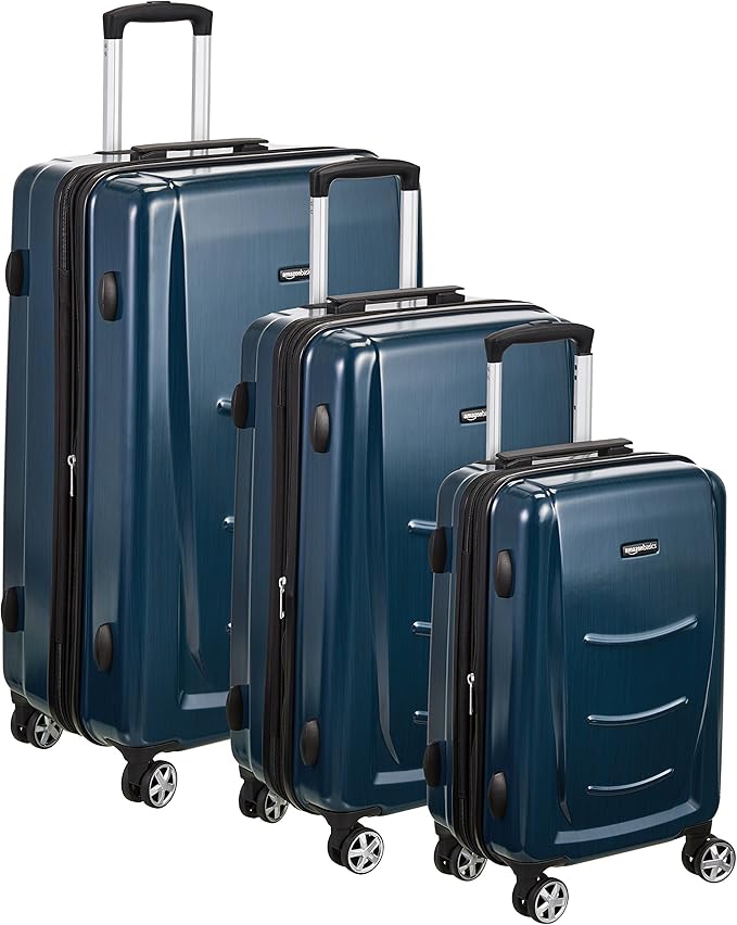AmazonBasics Set di trolley rigidi con rotelle girevoli, Set da 3