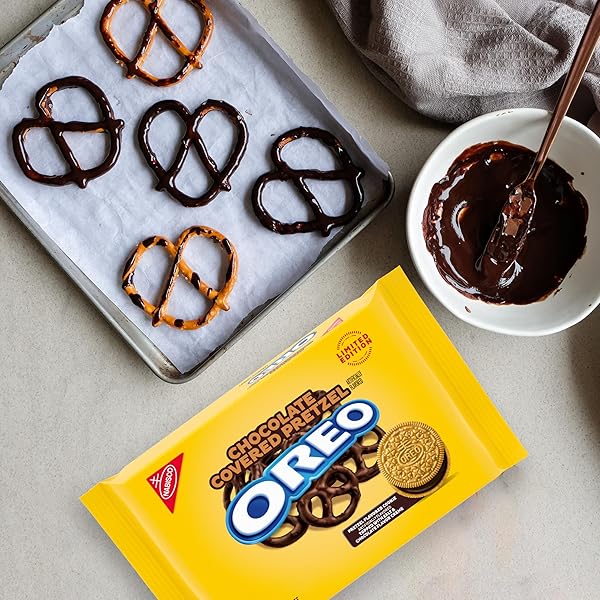 OREO CHOCOLATE COVERED PRETZEL SANDWICH COOKIES, LIMITED EDITION, 10.68 OZ