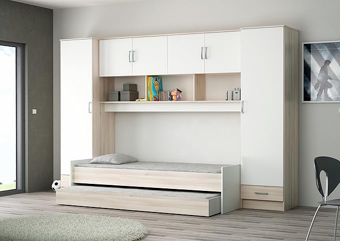 Schrankbett Akazie Grau Weiss B 308 Bett Wandbett Schrankbett Jugendbett Gastebett Jugendzimmer Kinderzimmer Gaste Studentenzimmer Amazon De Kuche Haushalt