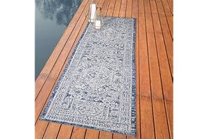 Keen Home Design Modern Outdoor Runner Rug - 2x8 Washable Indoor/Outdoor Rug for Patio, Kitchen, Balcony, Beach, Garden, Deck and Porch. Size: 2'2" x 7'7"