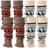 Silicherry 4 Pairs Boho Knit Leg Warmers for Women, Thick Boot Cuffs, Footless Long Bohemian Winter Leg Warmers for Girl, 2 Colors