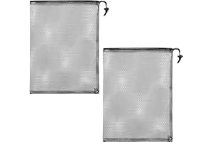 BREMOROU Pond Pump Mesh Bag Filter Black Pump Barrier Bag with Drawstring 15.7"×11.8" Large Pump Nylon Mesh Bag Fountain Pump Mesh Bags for Outdoor Pond Filters Black Media Bags Windmill Water Pump Parts (2)