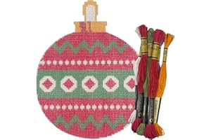 HOWIE'S NEEDLEPOINT Howie's Christmas Needlepoint Needlepoint Kits, 18CT Printed Embroidery Pattern Starter Kits, Stamped Patterns Canvas Kits(Christmas Ball-Colored 8,4x4inch)