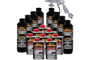 CUSTOM SHOP Custom Coat Black 2 Gallon (8 Quart) Urethane Spray-On Truck Bed Liner Kit with Spray Gun and Regulator - Easy 3 to 1 Mix Ratio, Just Mix, Shake and Shoot It - Durable Textured Protective Coating