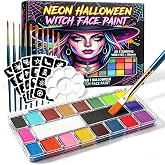 Face Paint,20 Colors Face Paint - Face Painting Kit,Water Based Face Painting Kit for Kids Party with 10 Brushes 5 Sticker Stencils and Paint Tray, Body Paint for Kids and Adults Halloween Makeup