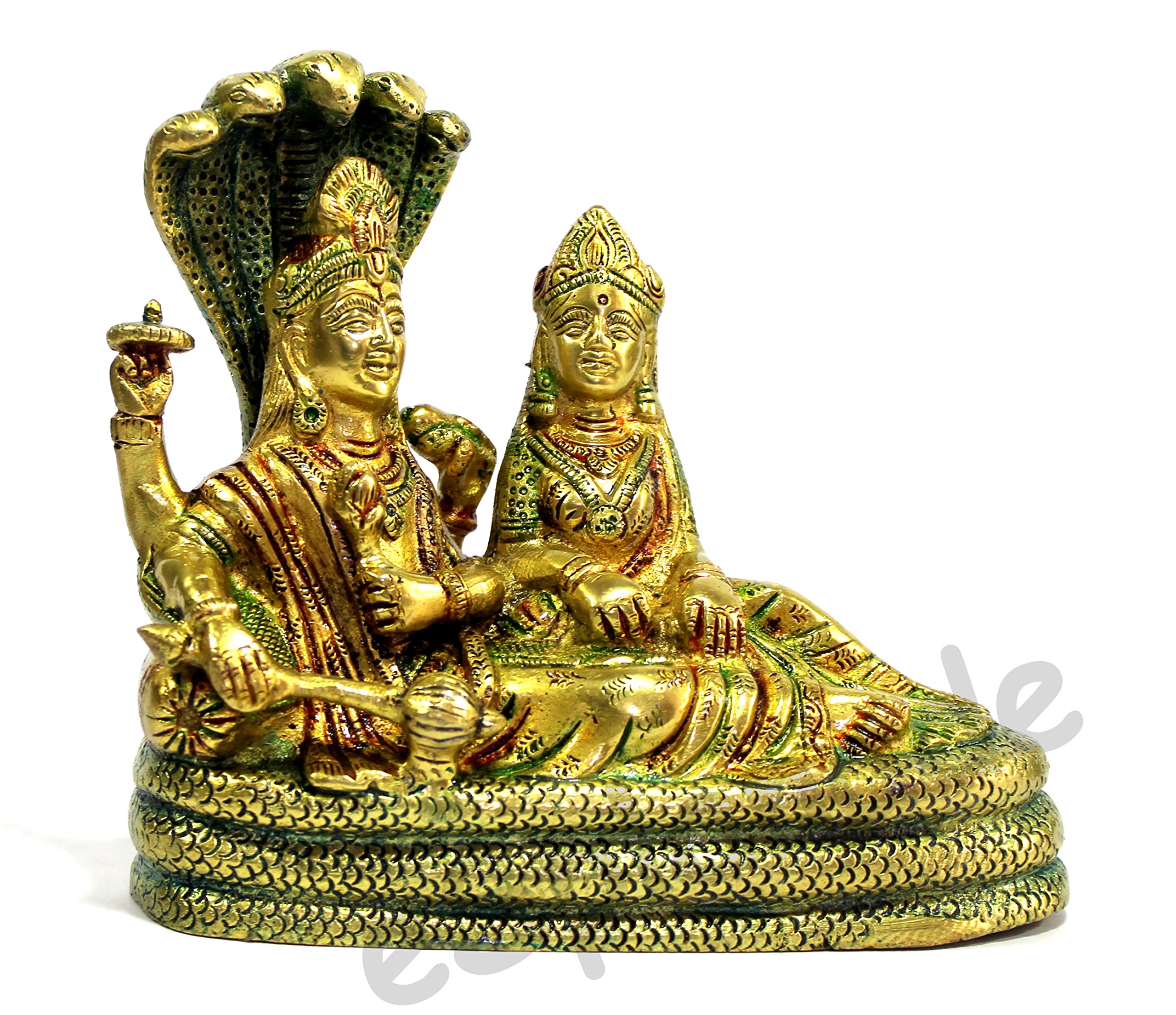 eSplanade - Brass Lakshmi Narayan God Vishnu with Laxmi in KSheer Sagar Idol Murti Statue