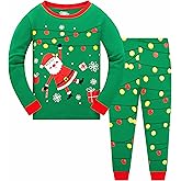 Akyzic Kids Christmas Pajamas 100% Cotton Long Sleeve Matching Holiday Pjs Set Toddler Boys Girls Xmas Jammies 3t -10t