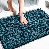 Yimobra Large Bathroom Rugs Non Slip Washable 36x24 Inch - Ultra Soft Absorbent Chenille Bath Mat, Quick Dry Shaggy Floor Carpet for Tub Shower, Peacock Blue Home Decor Accessories