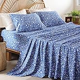 Whitney Home Textile Green Floral Printed Twin Sheet Set - Soft Boho Botanical Rustic Pattern Bed Sheets, Microfiber Bedding & Pillowcases, Oeko-Tex, Wrinkle Free, 3 Piece (Twin Size)