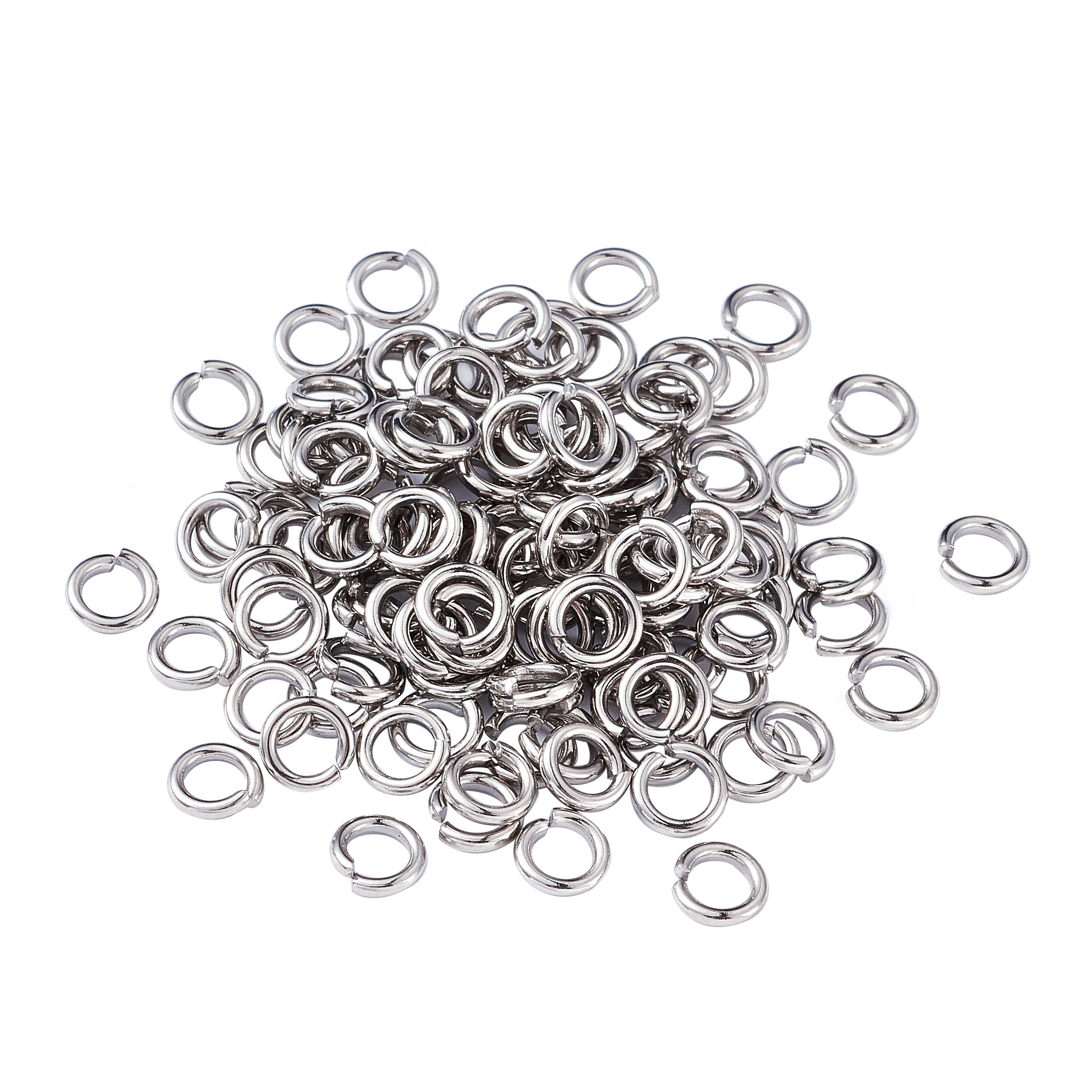 Craftdady 2000Pcs Stainless Steel Open Jump Rings 4mm Round 0.8mm Thick Tiny Connector Rings for Jewelry Making
