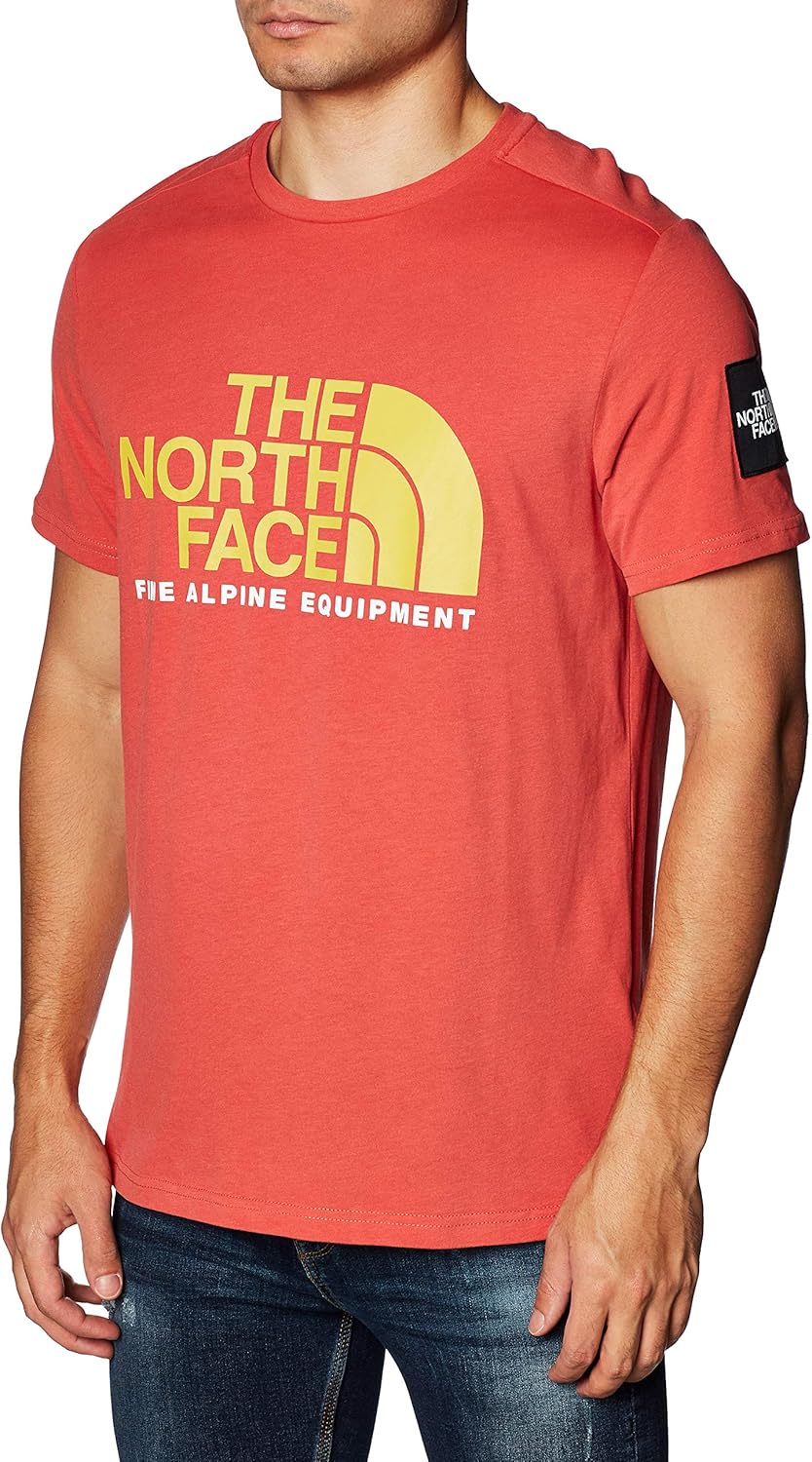 The North Face - Camiseta de hombre de algodón rojo salmón