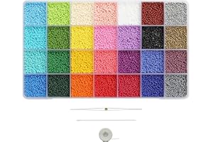 Bala&Fillic Size Almost Uniform 2mm Round 12/0 Seed Beads About 20000pcs in Box 28 Crayon Colors Seed Beads for Making Jewelry