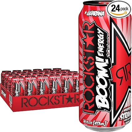 Amazon Com Rockstar Energy Drink Boom Whipped Strawberry Flavor Energy 16 Ounce Pack Of 24 Grocery Gourmet Food