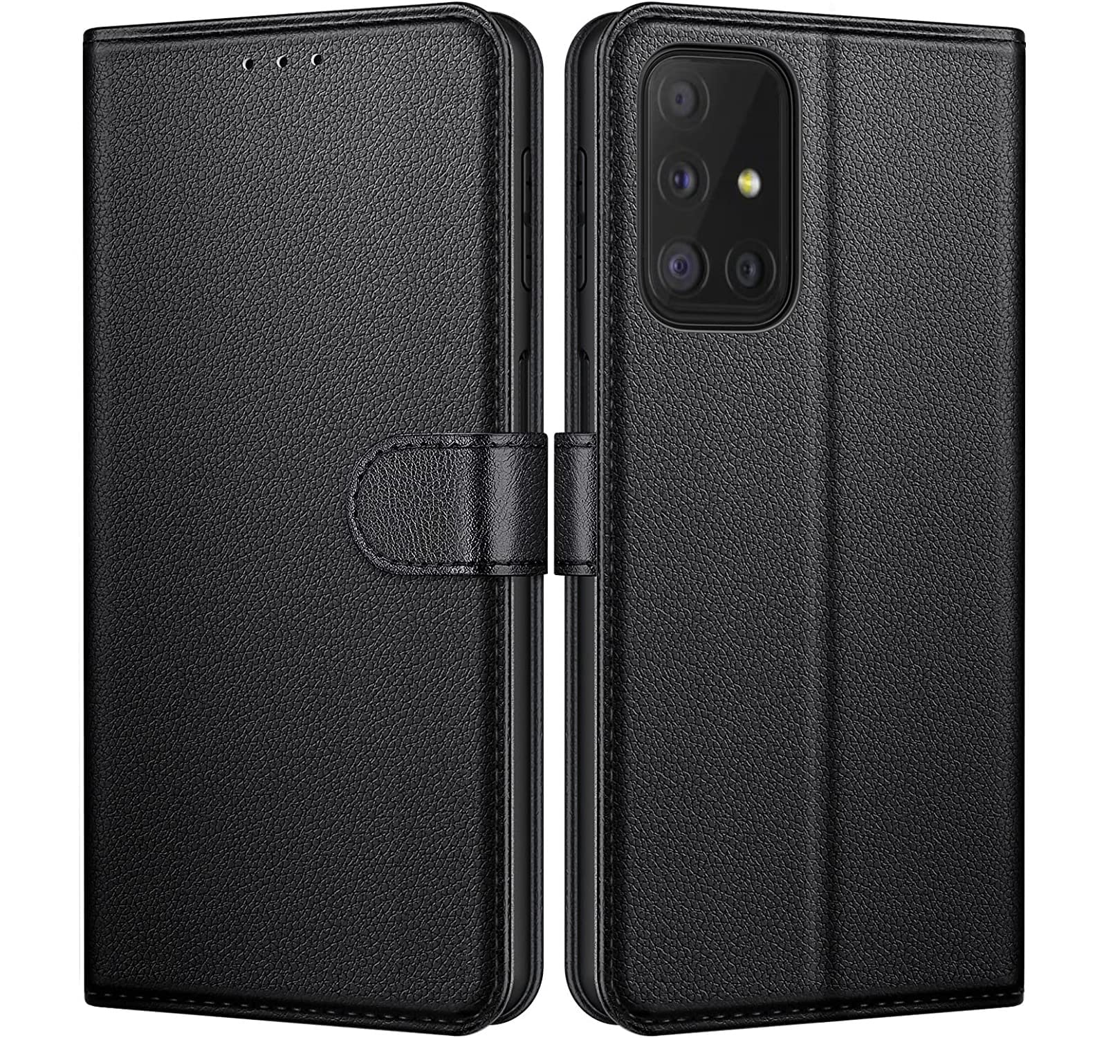 NWNK13 For Samsung A71 Phone Case Premium Leather Flip Case Book Wallet Case Card Holder Media Stand Shock Proof Protective Phone Cover Compatible for Samsung Galaxy A71 (Black)