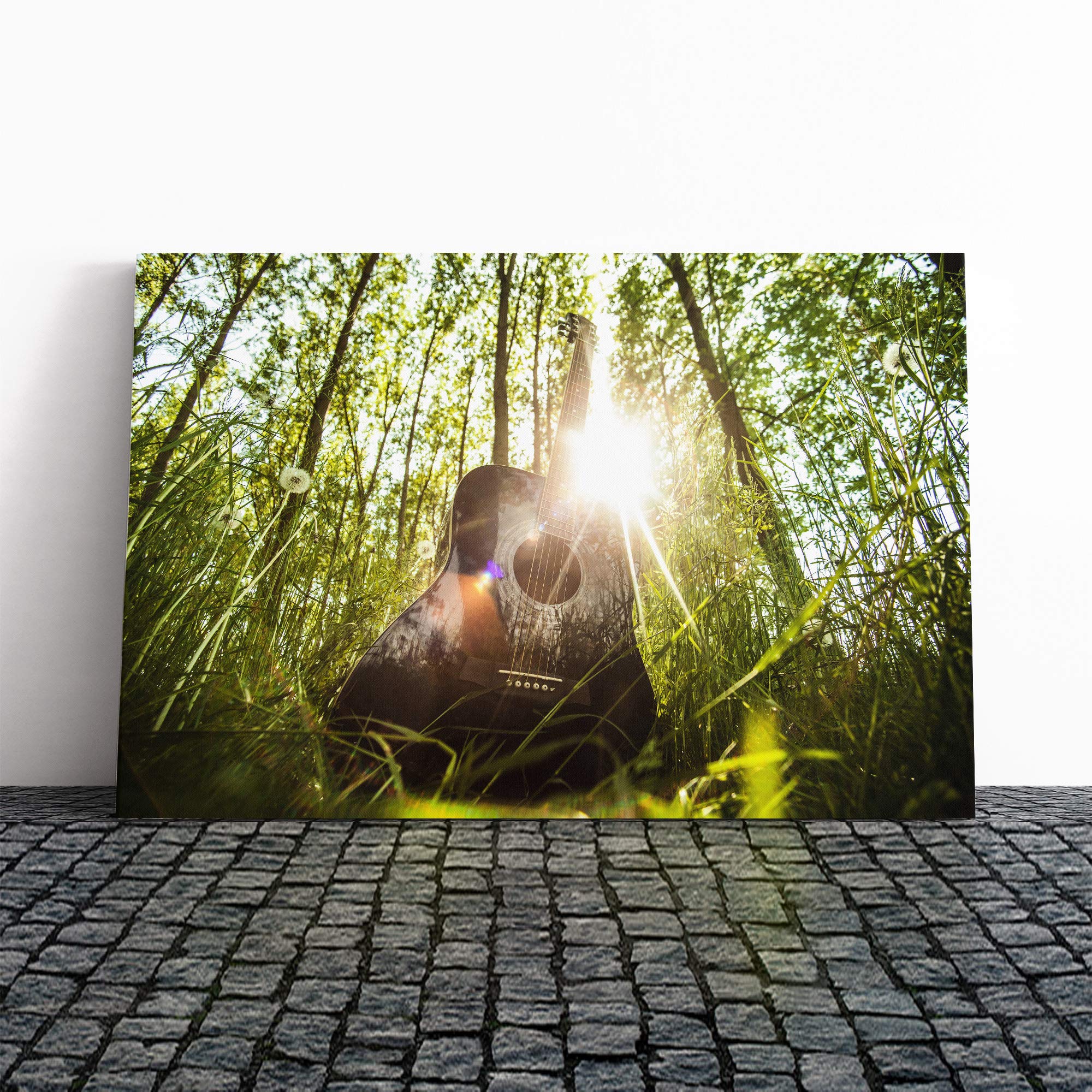 Acoustic Guitar Canvas Print | Gallery Wrapped 30mm Frame Wall Art | 20x14 inches | Ready to Hang | Modern Music Picture | Living Room Bedroom Lounge Office