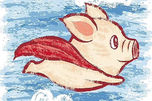 A Flying Pig Super Man Funny Poster Home Decor 20x30 Inch Wall