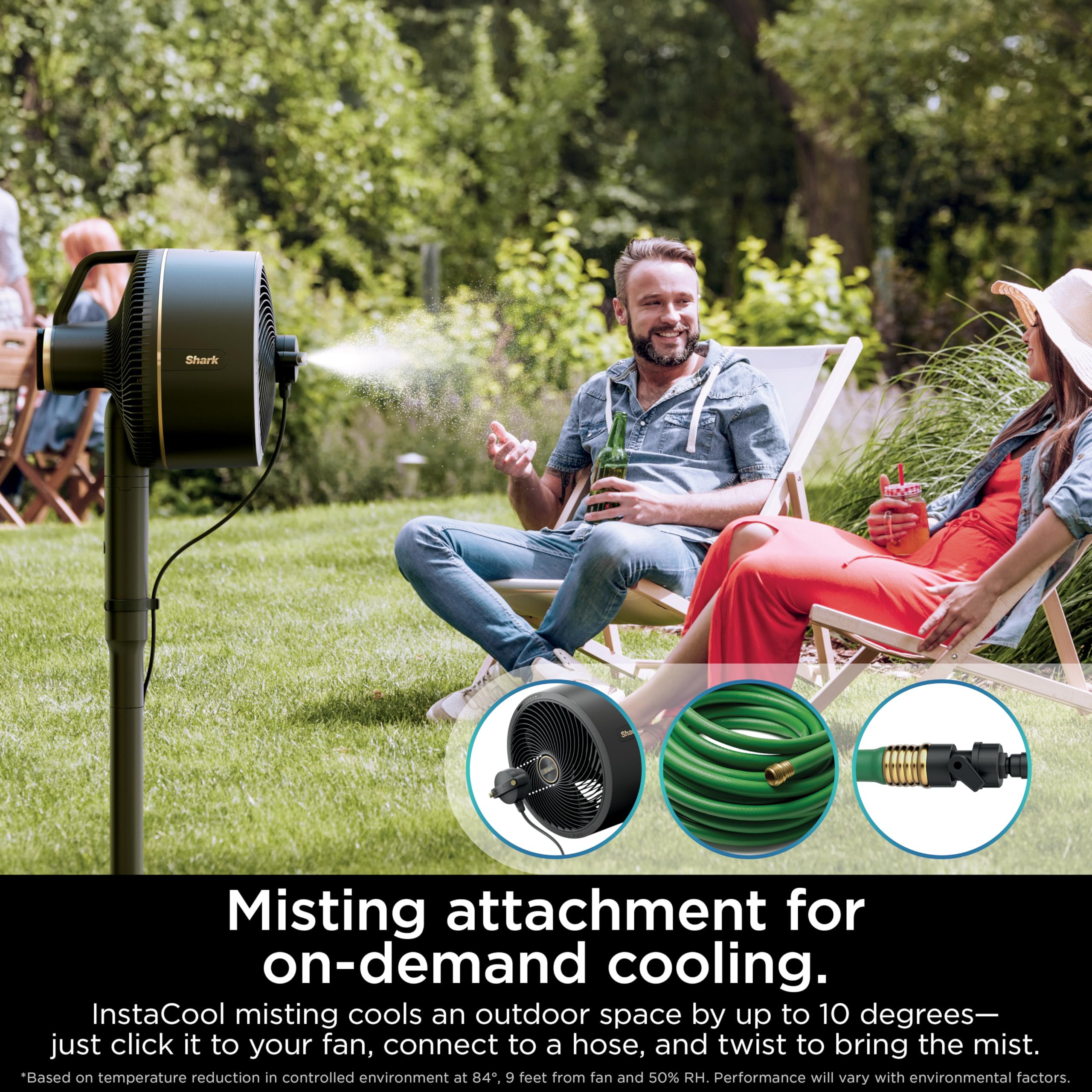Shark FlexBreeze Fan - Indoor & outdoor oscillating fan, pedestal & tabletop, corded & cordless portable fan with outdoor InstaCool misting attachment - FA222