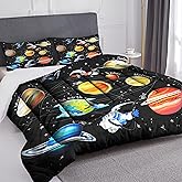 Uyivugmo Kids Galaxy Comforter Bedding Sets for Child Outer Space Astronaut Bedding Set for Boys Includes Comforter with 2 Pillowcase