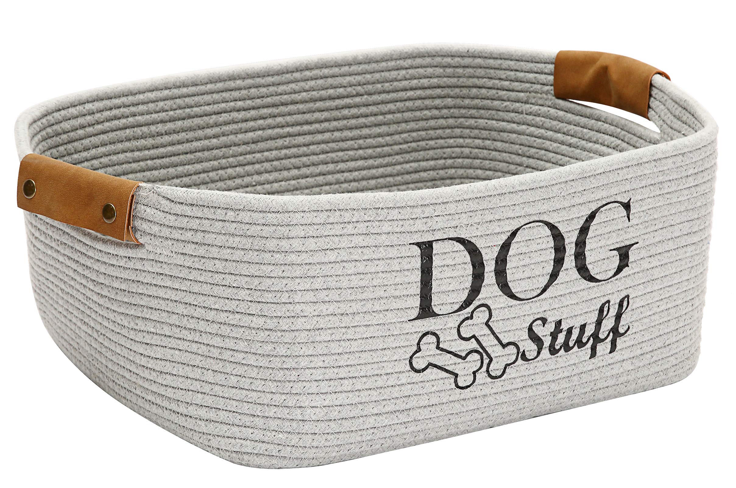 Durable Cotton rope dog toy storage, large dog bin, pet bed, puppy toy box - Perfect for organizing pet toys, blankets, leashes, clothing and any doggie stuff - Gray