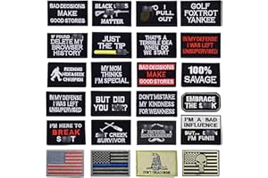 CDzyzh Velcro Patches, 24pcs Tactical Morale Embroidery Patches Embroidered Military Funny Words Hook and Loop Patches for Caps,Bags,Backpacks,Tactical Gear,Military Uniforms,Motorcycle Biker Vest