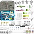 Saltwater Fishing Tackle Kit Surf Fishing Gear Ocean Saltwater Lures Set Fishing Finder Rigs Pompano Rig Pyramid Sinkers Leaders Fishing Hooks Swivels Ocean Beach Fishing Accessories