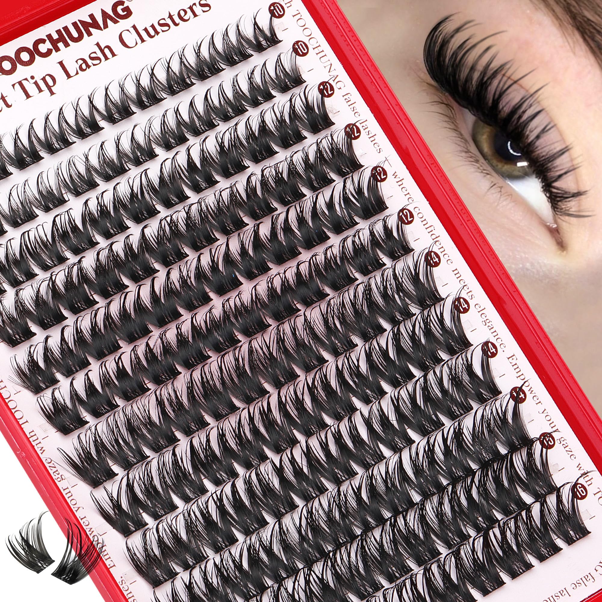 Photo 1 of TOOCHUNAG Eyelash Clusters Wispy Cluster Eyelash Extensions 144pcs Volume Lash Clusters 10-16mm Individual Lashes Natural Eyelashes Clusters WideSpan DIY Lash Extension at Home