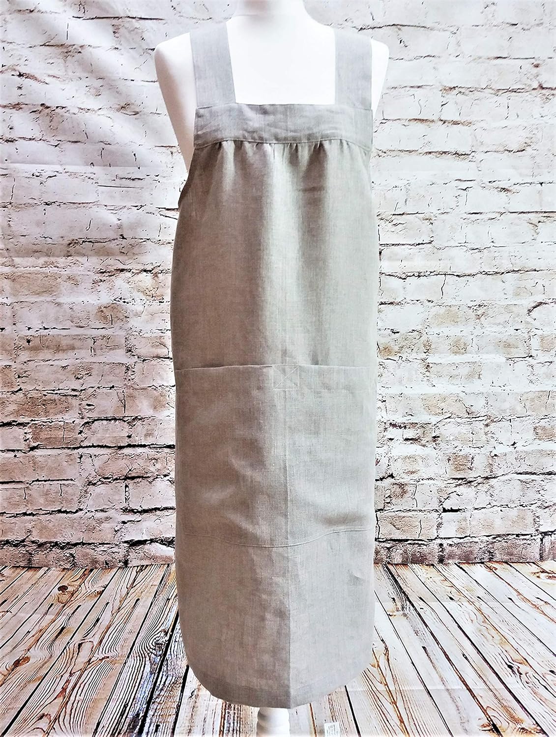 No Ties Leinen-Schürze mit Kreuzrücken, japanischer Stil, Natur Gr