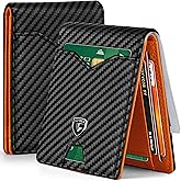 GSOIAX Slim Wallet for Men Rfid Blocking Leather Bifold Front Pocket Carbon Fiber Men's Money Clips Credit Card Holder With Gift Box