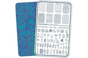 H la Cosedora Nail Stamping Plate - Large Single Template Plates for Stamping Cute Image and Art Design Templates on Fingernails, Boho Bohemian Free Spirited Chic Arrows Ethnic Tribal Hippie