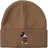 Mickey Mouse Mickey Embroidery Brown Acrylic Knit Standard Cuff Beanie