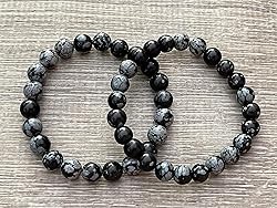 Snowflake Obsidian Crystal Bead Bracelet