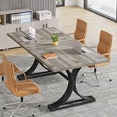Tribesigns 5FT Small Conference Table for 4 to 6, Modern Meeting Table | 63'' Rectangular Business Seminar Table with Wooden Top,Trestle Metal Leg, Seat 4-6, Easy Assembly, for Office Meeting Studio